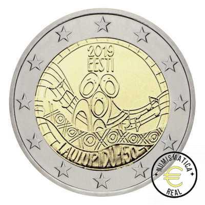 ESTONIA 2019 2 EUROS CONMEMORATIVA UNC - 150 ANIVERSARIO DEL FESTIVAL DE LA CANCION DE ESTONIA - S/C.