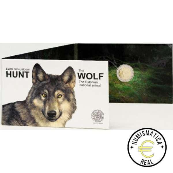 ESTONIA 2021 2 EUROS CONMEMORATIVA BU - EL LOBO - EN COINCARD - BNC. - Imagen 2