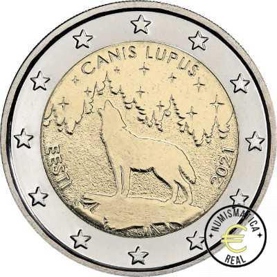 ESTONIA 2021 2 EUROS CONMEMORATIVA BU - EL LOBO - EN COINCARD - BNC. - Imagen 3