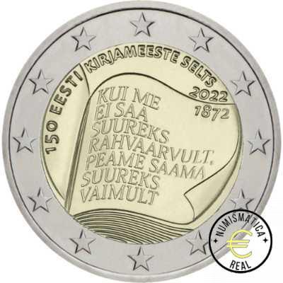 ESTONIA 2022 2 EUROS CONMEMORATIVA BU -LITERARURA ESTONA - EN COINCARD - BNC. - Imagen 2