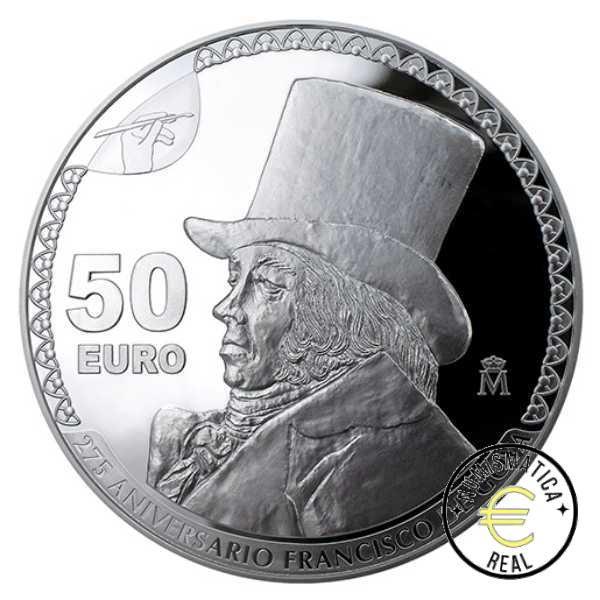 ESPAÑA 2021 50 EUROS PROOF - CINCUENTIN "275° ANIVERSARIO DE GOYA" BE -PLATA PP + 5,4 Oz . - Imagen 3