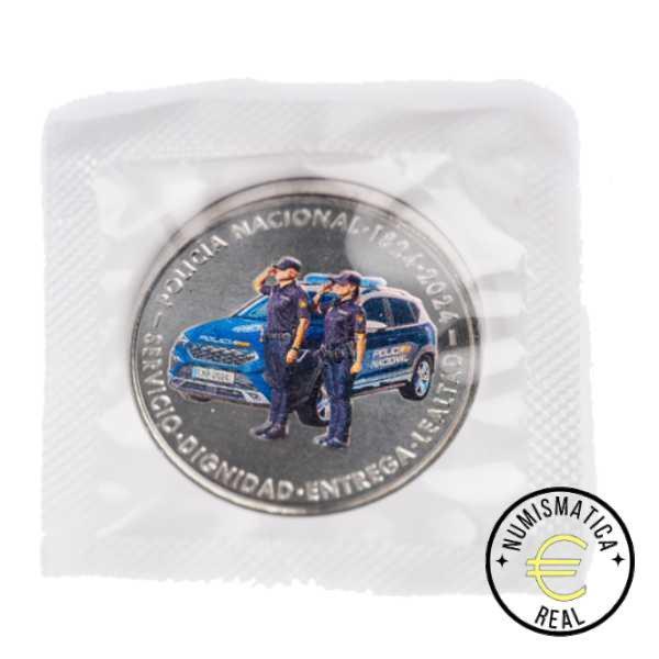 ESPAÑA 2023 MEDALLA EN COLOR - "200° ANIVERSARIO DE LA POLICIA NACIONAL" MONEDA UNC, EN BOLSITA ORIGINAL FNMT BU. - Imagen 3