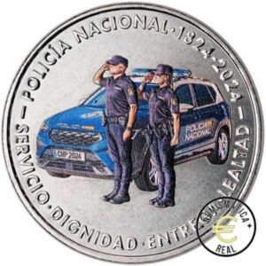 ESPAÑA 2023 MEDALLA EN COLOR - "200° ANIVERSARIO DE LA POLICIA NACIONAL" MONEDA UNC, EN BOLSITA ORIGINAL FNMT BU.