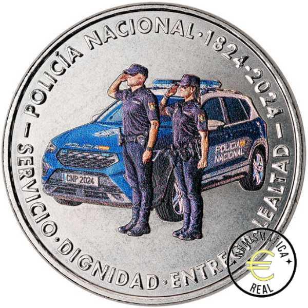 ESPAÑA 2023 MEDALLA EN COLOR - "200° ANIVERSARIO DE LA POLICIA NACIONAL" MONEDA UNC, EN BOLSITA ORIGINAL FNMT BU.