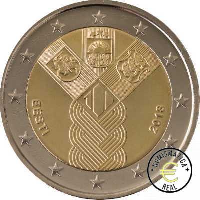 ESTONIA 2018 2 EUROS CONMEMORATIVA UNC - 100 ANIV. ESTADOS BALTICOS INDEPENDIENTES - S/C.