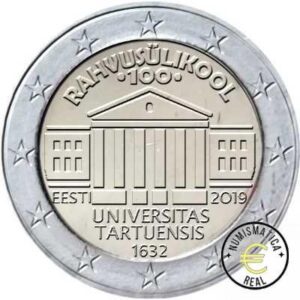 ESTONIA 2019 2 EUROS CONMEMORATIVA UNC - UNIVERSIDAD DE TARTU COMO UNIVERSIDAD NACIONAL DE ESTONIA - S/C.