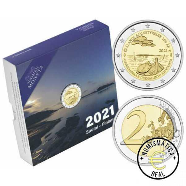 FINLANDIA 2021 2 EUROS CONMEMORATIVA PROOF - 100º DEL AUTOGOBIERNO EN LA REGION DE ALAND - EN ESTUCHE OFICIAL - PP.