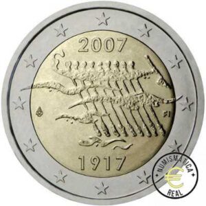FINLANDIA 2007 2 EUROS CONMEMORATIVA UNC - 90 ANIV. INDEPENDENCIA FILANDESA - S/C.