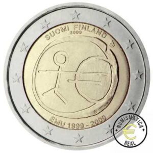 FINLANDIA 2009 2 EUROS CONMEMORATIVA UNC - 10 ANIV. DEL EURO - EMU - S/C.