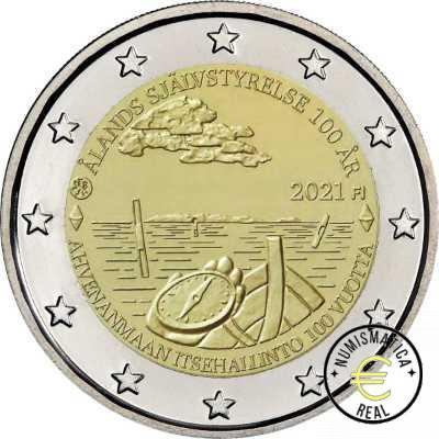 FINLANDIA 2021 2 EUROS CONMEMORATIVA PROOF - 100º DEL AUTOGOBIERNO EN LA REGION DE ALAND - EN ESTUCHE OFICIAL - PP. - Imagen 2