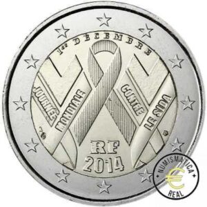 FRANCIA 2014 2 EUROS CONMEMORATIVA UNC - DIA MUNDIAL DE LUCHA CONTRA EL SIDA - S/C.