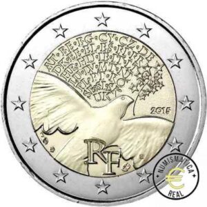 FRANCIA 2015 2 EUROS CONMEMORATIVA UNC - 70 ANOS DE PAZ EN EUROPA - S/C.