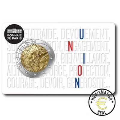 3x FRANCIA 2020 2 EUROS CONMEMORATIVA UNC - TRIO MODELOS INVESTIGACION MEDICA 3 MODELOS (EN COINCARD) - S/C. - Imagen 3