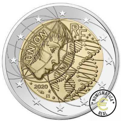 3x FRANCIA 2020 2 EUROS CONMEMORATIVA UNC - TRIO MODELOS INVESTIGACION MEDICA 3 MODELOS (EN COINCARD) - S/C. - Imagen 2
