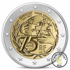FRANCIA 2021 2 EUROS CONMEMORATIVA UNC - 75 AÑOS DE LA FUNDACION DE UNICEF - S/C.