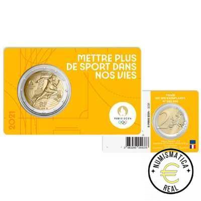 5x FRANCIA 2021 2 EUROS CONMEMORATIVA UNC - JUEGOS OLIMPICOS PARIS 2024 - 1 ED. (EN COINCARD) 5 VERSIONES EN 5 COLORES DIFERENTES. - S/C. - Imagen 7