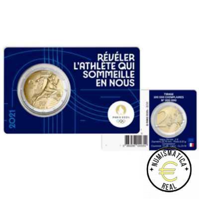 5x FRANCIA 2021 2 EUROS CONMEMORATIVA UNC - JUEGOS OLIMPICOS PARIS 2024 - 1 ED. (EN COINCARD) 5 VERSIONES EN 5 COLORES DIFERENTES. - S/C. - Imagen 6