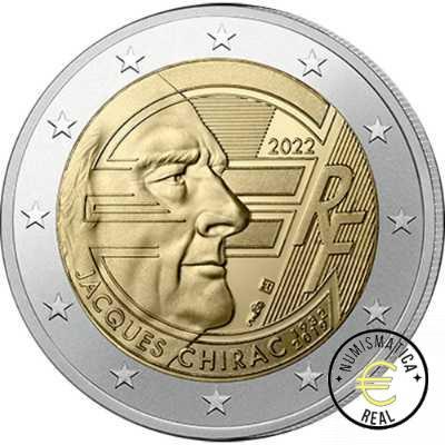 FRANCIA 2022 2 EUROS CONMEMORATIVA UNC "JACQUES CHIRAC" S/C.
