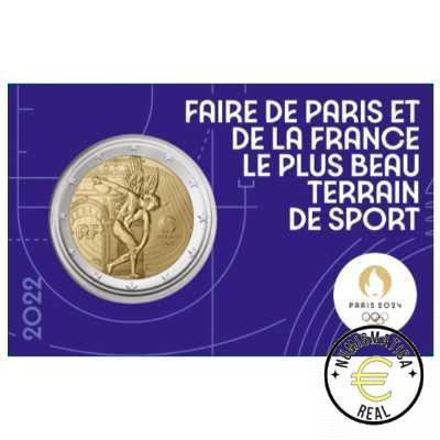 5x FRANCIA 2022 2 EUROS CONMEMORATIVA UNC - JUEGOS OLIMPICOS PARIS 2024 - 2 ED. (EN COINCARD) 5 VERSIONES EN 5 COLORES DIFERENTES. - S/C. - Imagen 3