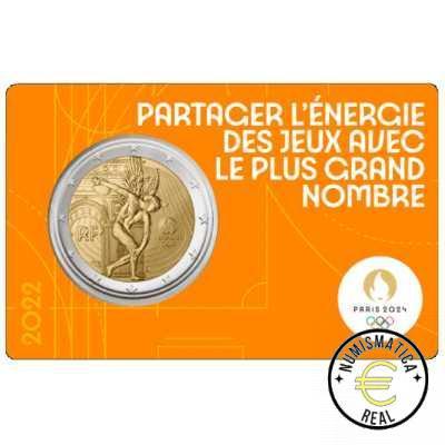 5x FRANCIA 2022 2 EUROS CONMEMORATIVA UNC - JUEGOS OLIMPICOS PARIS 2024 - 2 ED. (EN COINCARD) 5 VERSIONES EN 5 COLORES DIFERENTES. - S/C. - Imagen 4