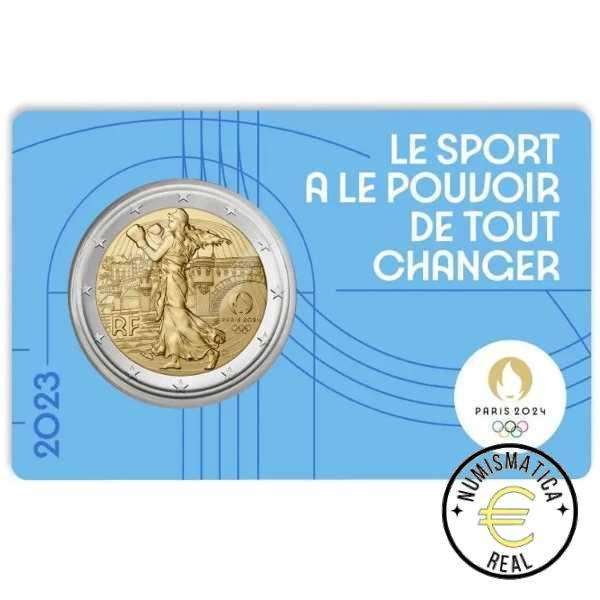 5x FRANCIA 2023 2 EUROS CONMEMORATIVA UNC - JUEGOS OLIMPICOS PARIS 2024 - 3 ED. (EN COINCARD) 5 VERSIONES EN 5 COLORES DIFERENTES. - S/C. - Imagen 6