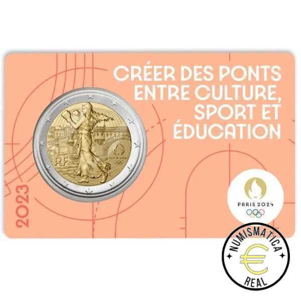 5x FRANCIA 2023 2 EUROS CONMEMORATIVA UNC - JUEGOS OLIMPICOS PARIS 2024 - 3 ED. (EN COINCARD) 5 VERSIONES EN 5 COLORES DIFERENTES. - S/C. - Imagen 5