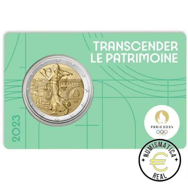 5x FRANCIA 2023 2 EUROS CONMEMORATIVA UNC - JUEGOS OLIMPICOS PARIS 2024 - 3 ED. (EN COINCARD) 5 VERSIONES EN 5 COLORES DIFERENTES. - S/C. - Imagen 2