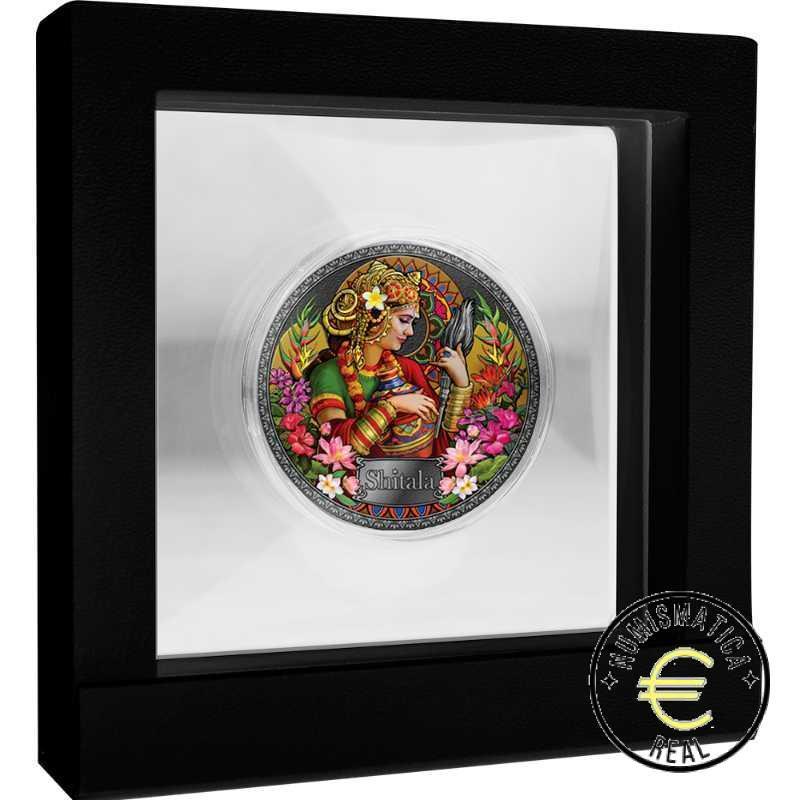 GHANA 2022 5 CEDIS - < 2 Oz DE PLATA 50g "SHITALA" DIOSA DE LA SALUD, MONEDA EN COLOR PROOF. - Imagen 2