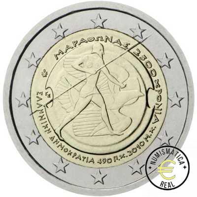 GRECIA 2010 2 EUROS CONMEMORATIVA UNC - 2500 ANV. DE LA BATALLA DE MARATON - S/C.
