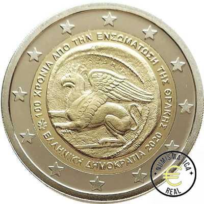 GRECIA 2020 2 EUROS CONMEMORATIVA UNC - 100 AÑOS DE LA INCORPORACION DE TRACIA A GRECIA - S/C.