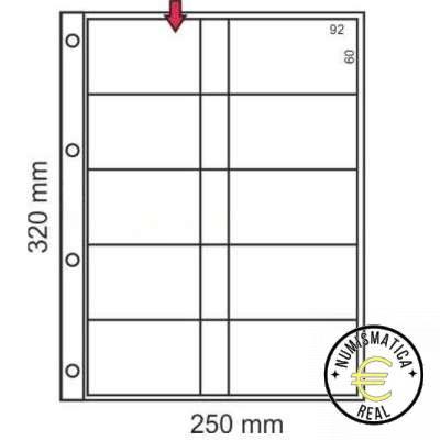 HOJA DE PLASTICO TRANSPARENTE DE 250x323MM - CON 10 DEPARTAMENTOS - PARA COINCARD TIPO BELGICA 2 EUROS.