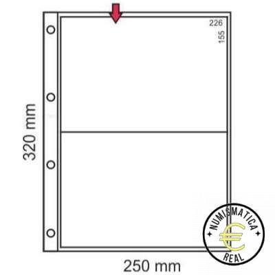HOJA DE PLASTICO TRANSPARENTE DE 250x323MM - CON 2 DEPARTAMENTOS - PARA BILLETES GRANDES O EUROSET.