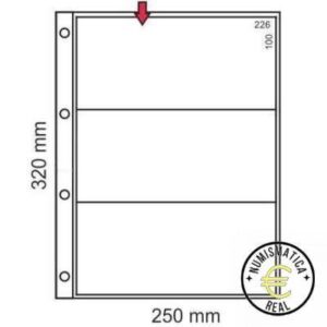 HOJA DE PLASTICO TRANSPARENTE DE 250x323MM - CON 3 DEPARTAMENTOS - PARA BILLETES.
