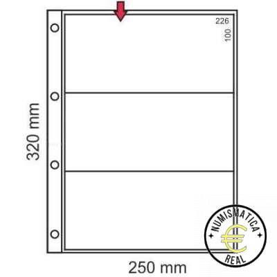 HOJA DE PLASTICO TRANSPARENTE DE 250x323MM - CON 3 DEPARTAMENTOS - PARA BILLETES.