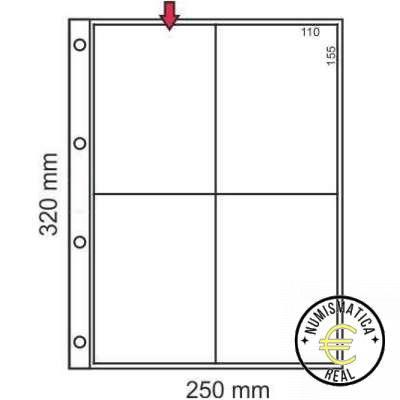 HOJA DE PLASTICO TRANSPARENTE DE 250x323MM - CON 4 DEPARTAMENTOS - PARA COINCARD TIPO ANDORRA 2 EUROS.