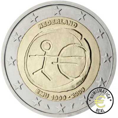 HOLANDA 2009 2 EUROS CONMEMORATIVA UNC - 10 ANIV. DE LA UNION EUROPEA - EMU - S/C.