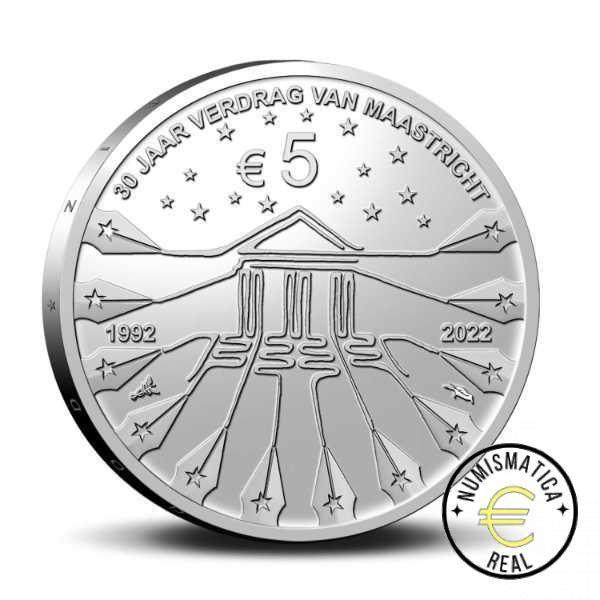 HOLANDA 2022 5 EUROS CONMEMORATIVA COINCARD BU - 30 AÑOS DEL TRATADO DE MAASTRICHT- UNION EUROPEA- - S/C. - Imagen 3