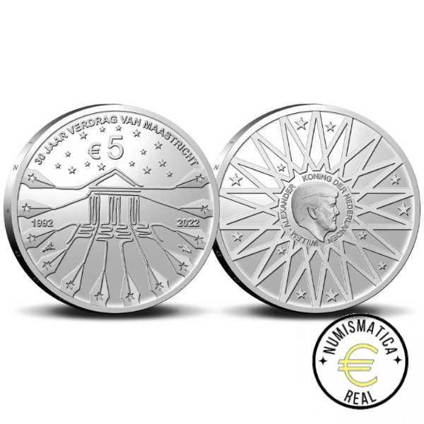HOLANDA 2022 5 EUROS CONMEMORATIVA COINCARD BU - 30 AÑOS DEL TRATADO DE MAASTRICHT- UNION EUROPEA- - S/C. - Imagen 4