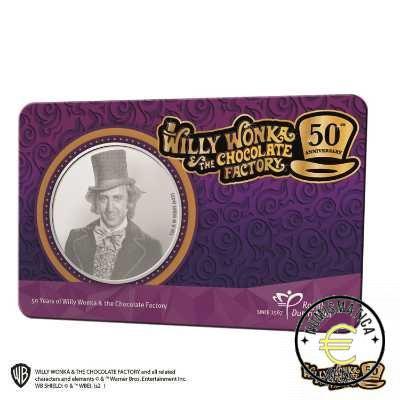 HOLANDA 2021 MEDALLA SIMILAR 5 EUROS COINCARD CONMEMORATIVA - 50 AÑOS DE WILLY WONKA Y LA FABRIA DE CHOCOLATE - BU. - Imagen 4