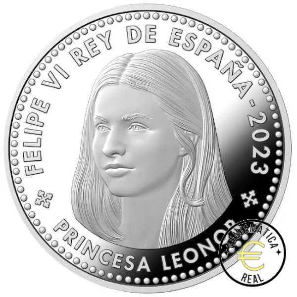 ESPAÑA 2023 40 EUROS DE PLATA - ESCUDO DE ARMAS "PRINCESA LEONOR DE ASTURIAS" 18 CUMPLEAÑOS UNC CON COLOR. EN BOLSITA ORIGINAL - Imagen 2