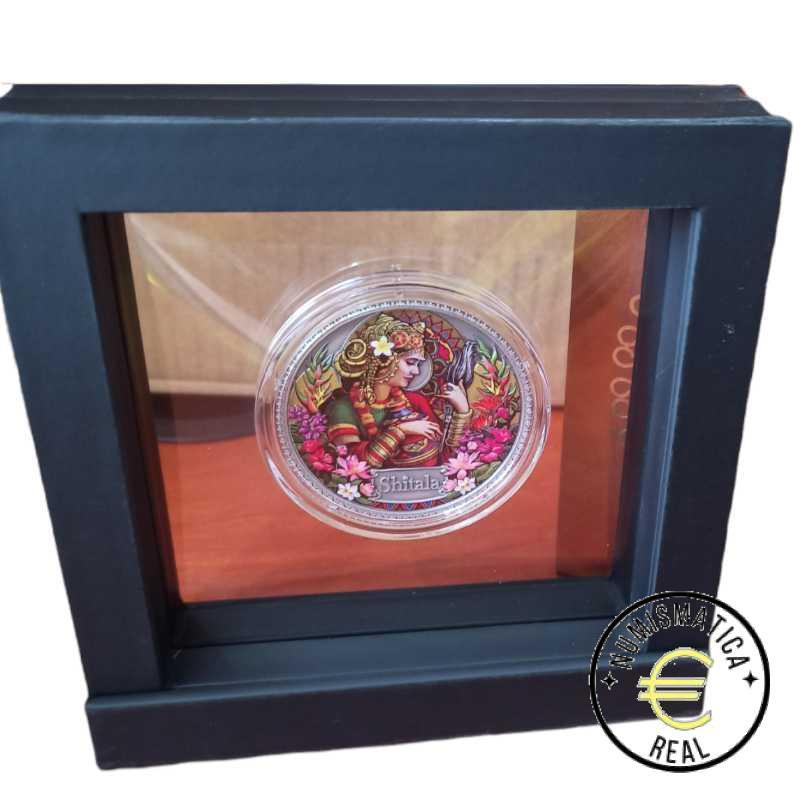 GHANA 2022 5 CEDIS - < 2 Oz DE PLATA 50g "SHITALA" DIOSA DE LA SALUD, MONEDA EN COLOR PROOF. - Imagen 5