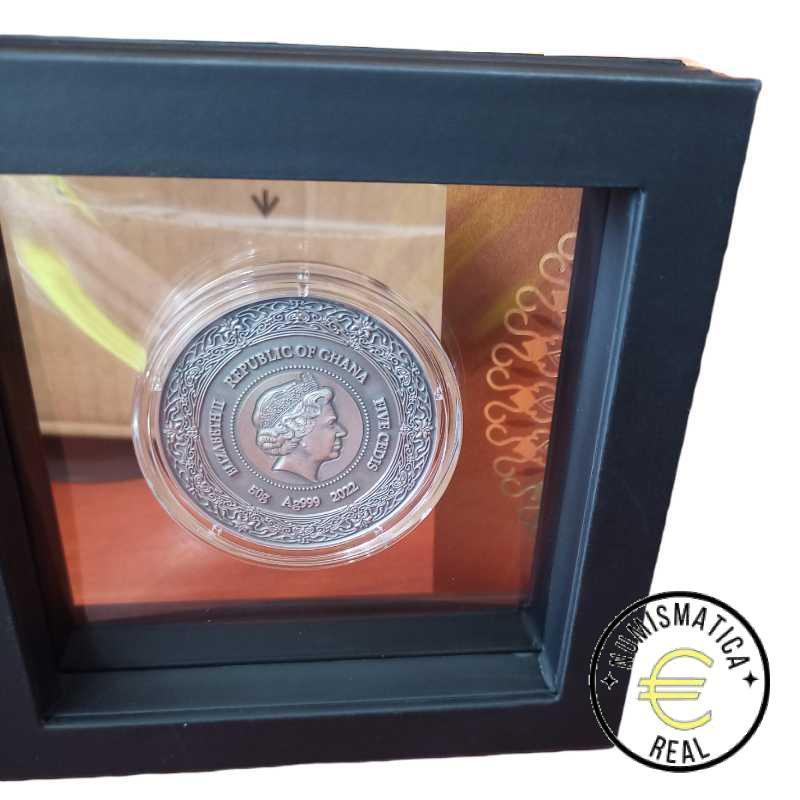 GHANA 2022 5 CEDIS - < 2 Oz DE PLATA 50g "SHITALA" DIOSA DE LA SALUD, MONEDA EN COLOR PROOF. - Imagen 6