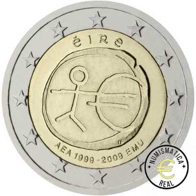 IRLANDA 2009 2 EUROS CONMEMORATIVA UNC - 10 ANIV. DE LA UNION EUROPEA - EMU - S/C.