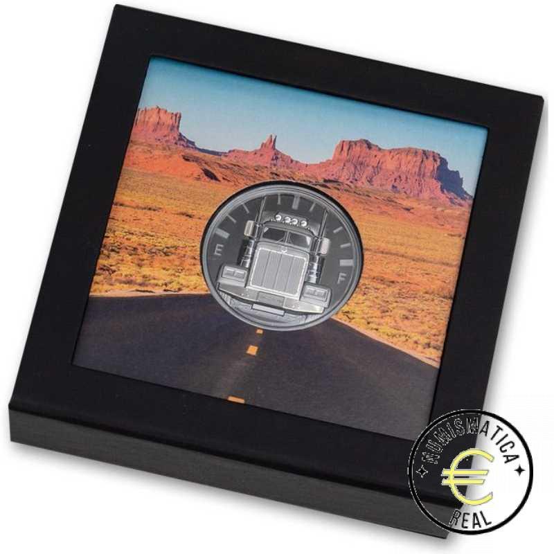ISLAS COOK 2022 10$ DOLAR - 2 Oz DE PLATA PROOF "CAMION REY DE LA CARRETERA" BE / PP NEGRA. - Imagen 3