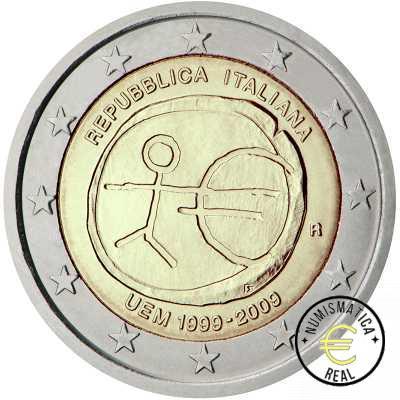 ITALIA 2009 2 EUROS CONMEMORATIVA UNC - 10 ANIV. DE LA UNION EUROPEA - EMU - S/C.