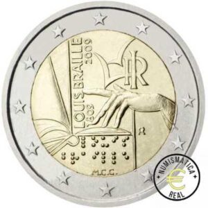 ITALIA 2009 2 EUROS CONMEMORATIVA UNC - 100 ANIV. NACIMIENTO LOUIS BRAILLE - S/C.