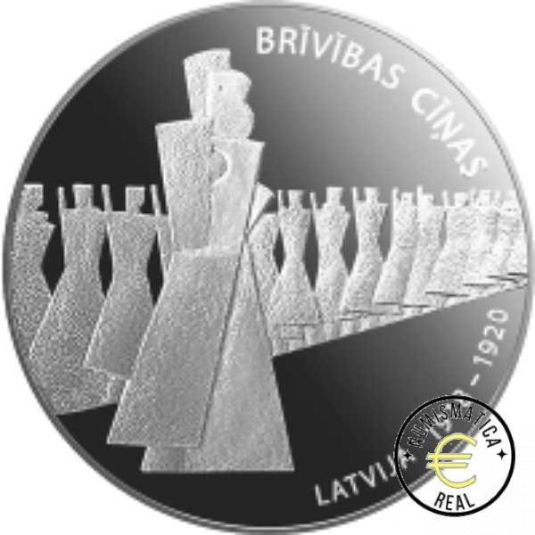 LETONIA 2019 5 EUROS DE PLATA CONMEMORATIVA PROOF - LUCHA POR LA LIBERTAD - EN ESTUCHE OFICIAL - CON COLOR PP. - Imagen 3