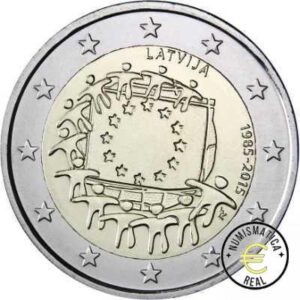 LETONIA 2015 2 EUROS CONMEMORATIVA UNC - 30 ANIV. DE LA BANDERA EUROPEA - S/C.