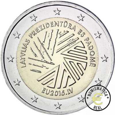 LETONIA 2015 2 EUROS CONMEMORATIVA UNC - PRESIDENCIA LETONIA DEL CONSEJO DE LA EU - S/C.