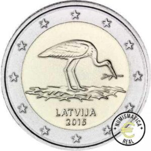 LETONIA 2015 2 EUROS CONMEMORATIVA UNC - LA CIGUEÑA NEGRA - S/C.